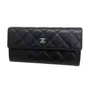 Pre-owned Leather wallets Chanel Vintage , Black , Dames