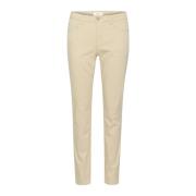 Veergrijs Twill Broek Straight Leg Cream , Beige , Dames