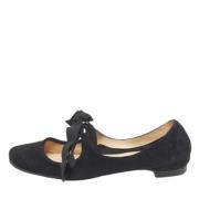 Pre-owned Suede flats Christian Louboutin Pre-owned , Black , Dames