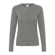 MilaSZ R-Neck Cardigan Mist Grey Saint Tropez , Gray , Dames