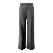 Zwarte Wollen Blend Herringbone Broek Brunello Cucinelli , Black , Dam...