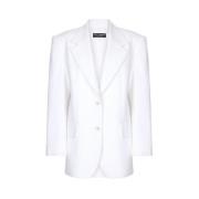 Witte Tweed Blazer Met Revers Dolce & Gabbana , White , Dames