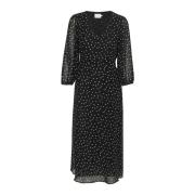 Polka Dot Jurk met V-hals Kaffe , Black , Dames