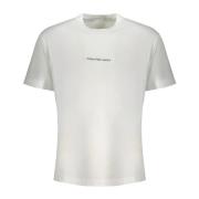 Korte Mouw Logo Geborduurd T-shirt Calvin Klein , White , Heren