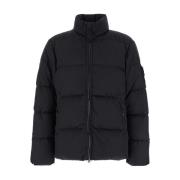 Zwarte Wol Twill Jassen Stone Island , Black , Heren