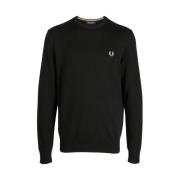 Logo-Geborduurde Crew-Neck Jumper Fred Perry , Black , Heren