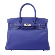 Pre-owned Leather handbags Hermès Vintage , Blue , Dames