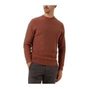 Rust Crew Neck Gebreide Trui Profuomo , Brown , Heren