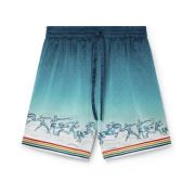 Blauwe Gradiënt Zijden Shorts met Olympische Kunst Casablanca , Blue ,...