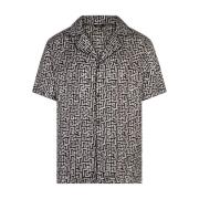 Zwart Satijnen Monogram Shirt Balmain , Black , Heren