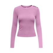 Life Longsleeve Top met Rhinestones Only , Pink , Dames