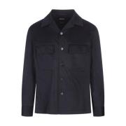 Blauwe Alba Cashmere Overshirt Ermenegildo Zegna , Blue , Heren