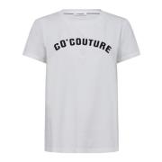 Witte Glitter Tee met Logo Print Co'Couture , White , Dames