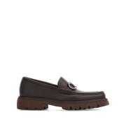 Bruine Leren Loafer Schoen Salvatore Ferragamo , Brown , Heren