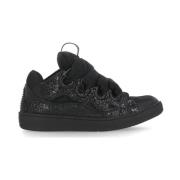 Zwarte Leren Sneakers Ronde Neus Lanvin , Black , Dames