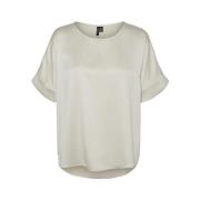 Casual O-Neck Top in Beige Vero Moda , Beige , Dames