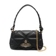 Gewatteerde Zwarte Leren Schoudertas Vivienne Westwood , Black , Dames