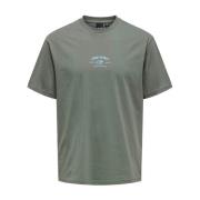 Gedrukt T-shirt in Castor Gray Only & Sons , Gray , Heren