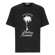 Zwarte Katoenen T-shirt met Palm Print IH NOM UH NIT , Black , Heren