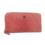 Pre-owned Leather wallets Chanel Vintage , Pink , Dames