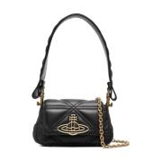 Gewatteerde Zwarte Leren Schoudertas Vivienne Westwood , Black , Dames