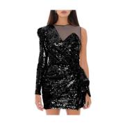 Zwarte paillettenjurk met strik Elisabetta Franchi , Black , Dames