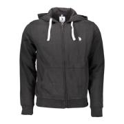 Zwarte hoodie met rits en borduursel U.s. Polo Assn. , Black , Heren