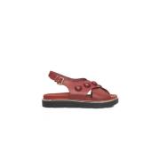 Dames Leren Plateau Sandalen Cerruti 1881 , Red , Dames