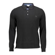 Zwart Polo Lange Mouw Geborduurd U.s. Polo Assn. , Black , Heren