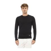 Long Sleeve Crewneck Monogram Trui Baldinini , Black , Heren