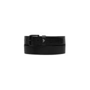 Zwart Leren Logo Riem Emporio Armani , Black , Heren