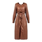 Midi Jurk met Drukknoopsluiting Pinko , Brown , Dames