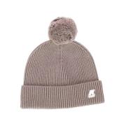 Cardigan Stitch Wool Hat K-Way , Brown , Dames