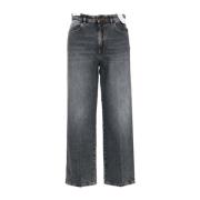 Hoge Taille Denim Palazzo Jeans PT Torino , Gray , Dames