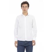 Slim Fit Koraal Shirt Voorzijde Knoop Baldinini , White , Heren