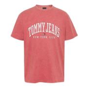 Vervaagd katoenen T-shirt met iconisch logo Tommy Hilfiger , Pink , He...