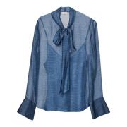 Sjaalkraag Damesblouse Liu Jo , Blue , Dames