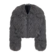 Grijze Shearling Ruffled Jas Salvatore Santoro , Gray , Dames