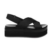 Zwarte Flatform Sling Sandaal Calvin Klein , Black , Dames