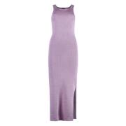 Gebreide Jurk met Satijndetails Tom Ford , Purple , Dames