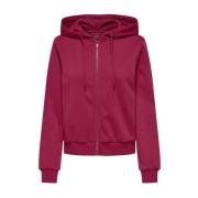 Stijlvolle Hoodie met Rits Vrouwen Only , Red , Dames