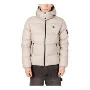 Grijze Hooded Polyester Jas met Rits Calvin Klein Jeans , Gray , Heren