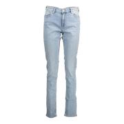 Slim Denim Jeans Blauw Gewassen Logo Gant , Blue , Dames