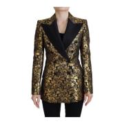 Elegante zwart-gouden bloemen jacquard blazer Dolce & Gabbana , Black ...