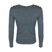 Gebreide Trui Ronde Hals Wolmix Pinko , Gray , Dames