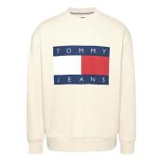 Beige Sweater met Vlag Badge Tommy Hilfiger , Beige , Heren