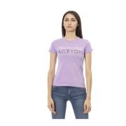 Korte Mouw Ronde Hals T-Shirt Trussardi , Purple , Dames