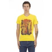 Korte Mouw V-hals T-shirt - Frontprint Trussardi , Yellow , Heren