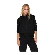 Hoodie met rits en lange mouwen Only , Black , Dames