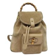 Pre-owned Suede backpacks Gucci Vintage , Beige , Dames